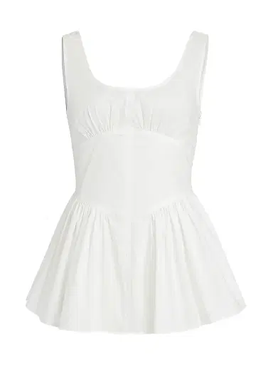 Proenza Schouler White Label Women's Bader Sleeveless Stretch Poplin Peplum Top - White | Thumbnail 1 Proenza Schouler White Label Women's Bader Sleeveless Stretch Poplin Peplum Top - White | Thumbnail 1
