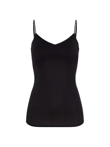Hanro Women's Seamless & Padded Spaghetti-Strap Cotton Cami - Black - Size XS | Thumbnail 1 Hanro Women's Seamless & Padded Spaghetti-Strap Cotton Cami - Black - Size XS | Thumbnail 1