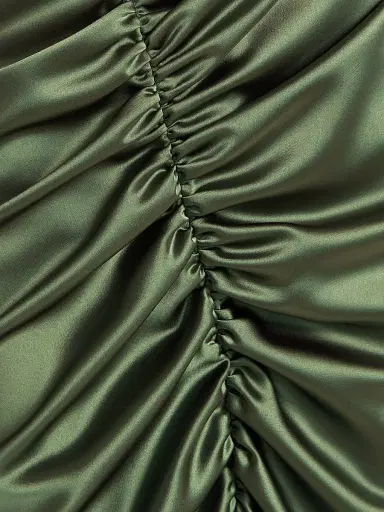 Amsale Women's Ruched Satin Gown - Olive | Thumbnail 7 Amsale Women's Ruched Satin Gown - Olive | Thumbnail 7