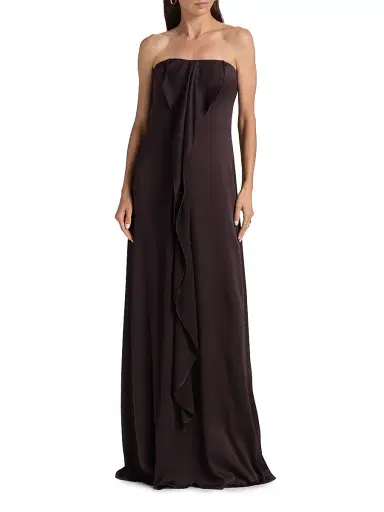 Amsale Women's Satin Draped Strapless Gown - Raisin | Thumbnail 3 Amsale Women's Satin Draped Strapless Gown - Raisin | Thumbnail 3