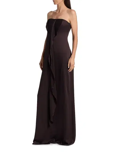 Amsale Women's Satin Draped Strapless Gown - Raisin | Thumbnail 4 Amsale Women's Satin Draped Strapless Gown - Raisin | Thumbnail 4