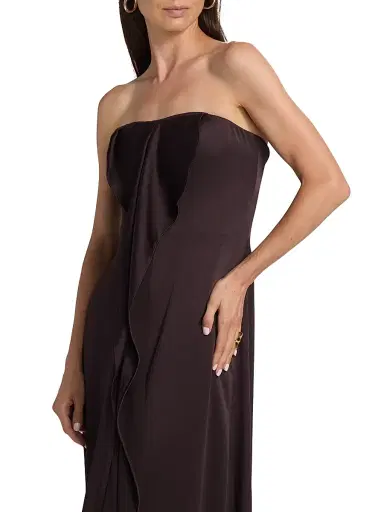 Amsale Women's Satin Draped Strapless Gown - Raisin | Thumbnail 6 Amsale Women's Satin Draped Strapless Gown - Raisin | Thumbnail 6
