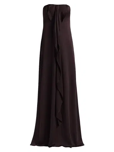 Amsale Women's Satin Draped Strapless Gown - Raisin | Thumbnail 1 Amsale Women's Satin Draped Strapless Gown - Raisin | Thumbnail 1