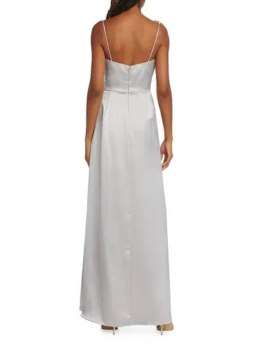 Amsale Women's Draped Satin Gown - Platinum | Thumbnail 5 Amsale Women's Draped Satin Gown - Platinum | Thumbnail 5