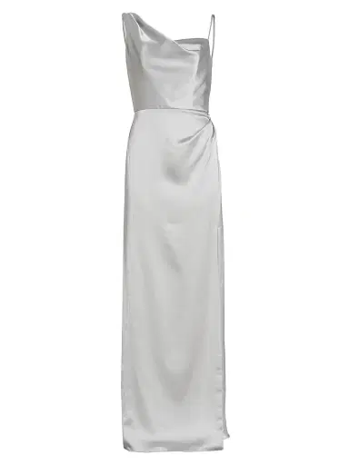 Amsale Women's Draped Satin Gown - Platinum | Thumbnail 1 Amsale Women's Draped Satin Gown - Platinum | Thumbnail 1