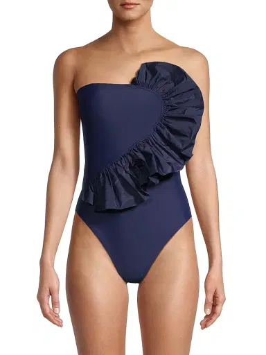 Tanya Taylor Women's Sarita Ruffled One-Piece Swimsuit - Maritime Blue | Thumbnail 3 Tanya Taylor Women's Sarita Ruffled One-Piece Swimsuit - Maritime Blue | Thumbnail 3