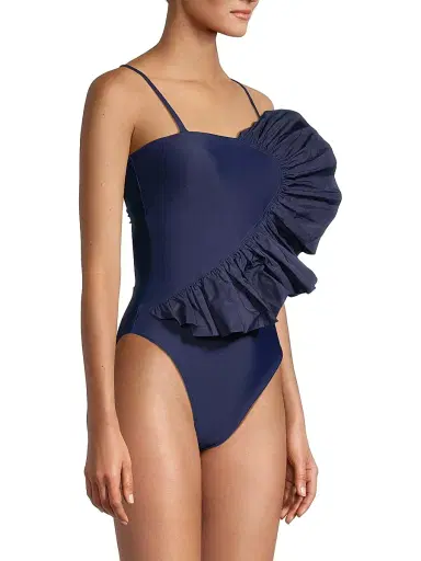 Tanya Taylor Women's Sarita Ruffled One-Piece Swimsuit - Maritime Blue | Thumbnail 4 Tanya Taylor Women's Sarita Ruffled One-Piece Swimsuit - Maritime Blue | Thumbnail 4