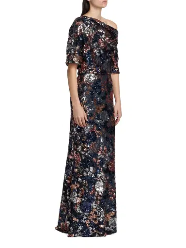 Amsale Women's Floral Sequined Off-The-Shoulder Gown | Thumbnail 4 Amsale Women's Floral Sequined Off-The-Shoulder Gown | Thumbnail 4