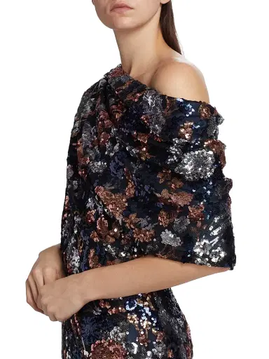 Amsale Women's Floral Sequined Off-The-Shoulder Gown | Thumbnail 6 Amsale Women's Floral Sequined Off-The-Shoulder Gown | Thumbnail 6