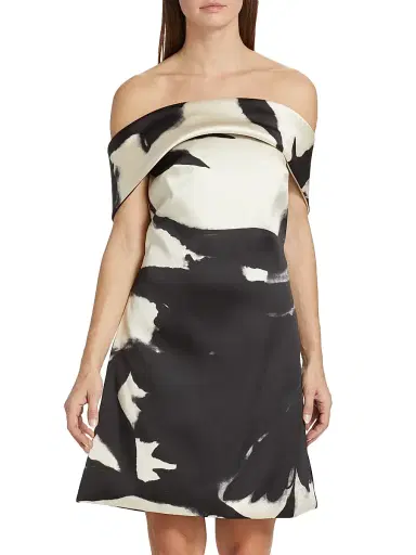 Amsale Women's Mikado Bow-Back Shadow Minidress - Black White | Thumbnail 3 Amsale Women's Mikado Bow-Back Shadow Minidress - Black White | Thumbnail 3