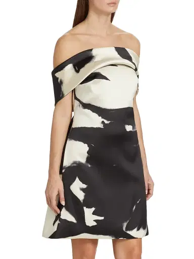 Amsale Women's Mikado Bow-Back Shadow Minidress - Black White | Thumbnail 4 Amsale Women's Mikado Bow-Back Shadow Minidress - Black White | Thumbnail 4