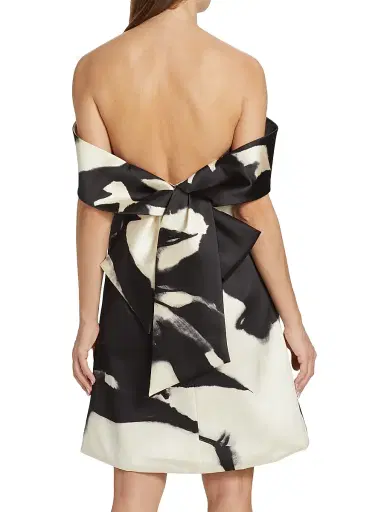 Amsale Women's Mikado Bow-Back Shadow Minidress - Black White | Thumbnail 5 Amsale Women's Mikado Bow-Back Shadow Minidress - Black White | Thumbnail 5