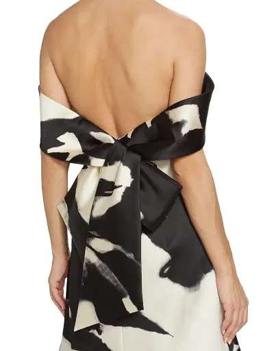 Amsale Women's Mikado Bow-Back Shadow Minidress - Black White | Thumbnail 6 Amsale Women's Mikado Bow-Back Shadow Minidress - Black White | Thumbnail 6