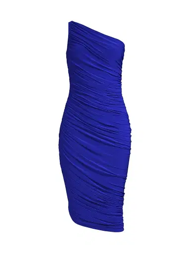 Norma Kamali Women's Diana Ruched One-Shoulder Midi-Dress - Cobalt | Thumbnail 1 Norma Kamali Women's Diana Ruched One-Shoulder Midi-Dress - Cobalt | Thumbnail 1