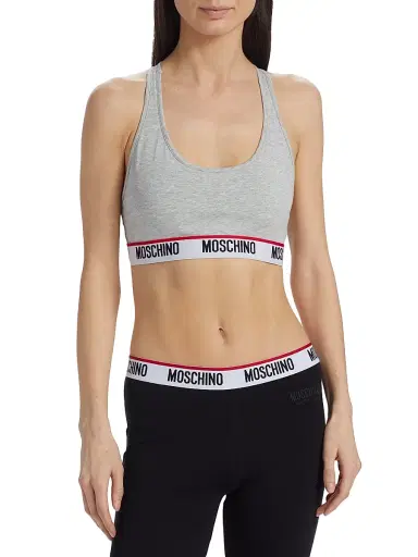 MOSCHINO Women's Logo Tape Bra - Grey Archived | Thumbnail 3 MOSCHINO Women's Logo Tape Bra - Grey Archived | Thumbnail 3