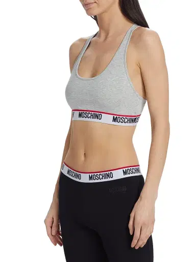 MOSCHINO Women's Logo Tape Bra - Grey Archived | Thumbnail 4 MOSCHINO Women's Logo Tape Bra - Grey Archived | Thumbnail 4