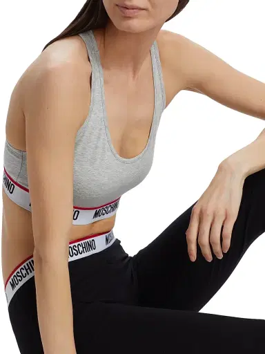 MOSCHINO Women's Logo Tape Bra - Grey Archived | Thumbnail 6 MOSCHINO Women's Logo Tape Bra - Grey Archived | Thumbnail 6