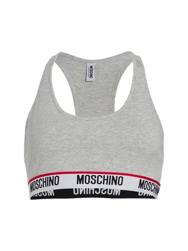 MOSCHINO Women's Logo Tape Bra - Grey Archived | Thumbnail 1 MOSCHINO Women's Logo Tape Bra - Grey Archived | Thumbnail 1