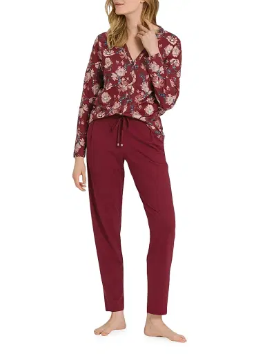 Hanro Women's Sleep & Lounge Long-Sleeve Button Front Jersey Shirt - Floral Joy | Thumbnail 2 Hanro Women's Sleep & Lounge Long-Sleeve Button Front Jersey Shirt - Floral Joy | Thumbnail 2