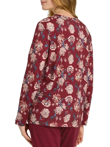 Hanro Women's Sleep & Lounge Long-Sleeve Button Front Jersey Shirt - Floral Joy | Thumbnail 4 Hanro Women's Sleep & Lounge Long-Sleeve Button Front Jersey Shirt - Floral Joy | Thumbnail 4