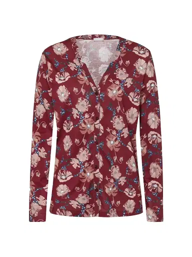 Hanro Women's Sleep & Lounge Long-Sleeve Button Front Jersey Shirt - Floral Joy | Thumbnail 1 Hanro Women's Sleep & Lounge Long-Sleeve Button Front Jersey Shirt - Floral Joy | Thumbnail 1