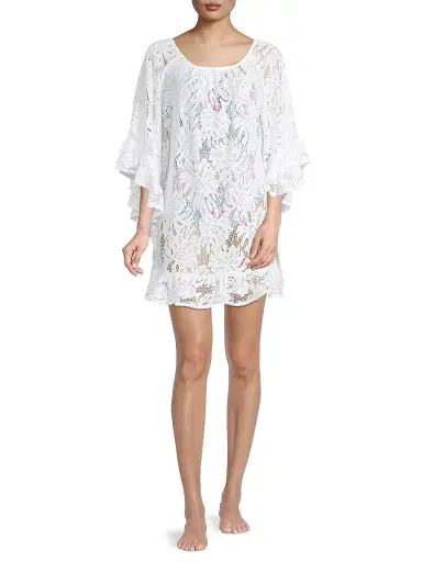 Lilly Pulitzer Women's Atley Ruffle Coverup - White | Thumbnail 2 Lilly Pulitzer Women's Atley Ruffle Coverup - White | Thumbnail 2