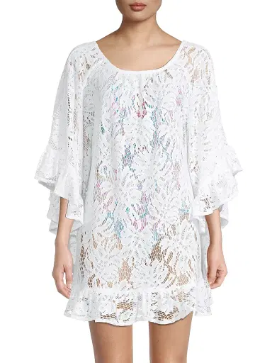 Lilly Pulitzer Women's Atley Ruffle Coverup - White | Thumbnail 3 Lilly Pulitzer Women's Atley Ruffle Coverup - White | Thumbnail 3