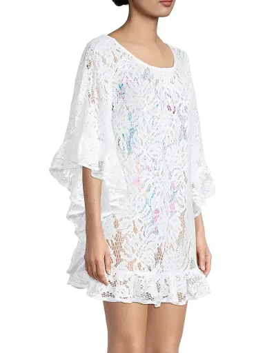 Lilly Pulitzer Women's Atley Ruffle Coverup - White | Thumbnail 4 Lilly Pulitzer Women's Atley Ruffle Coverup - White | Thumbnail 4