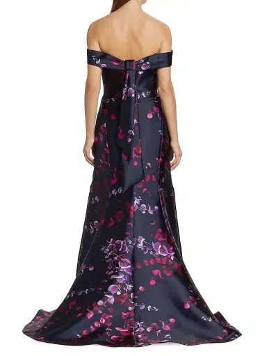 Amsale Women's Mikado Off-The-Shoulder Mermaid Gown - Navy Fuchsia | Thumbnail 5 Amsale Women's Mikado Off-The-Shoulder Mermaid Gown - Navy Fuchsia | Thumbnail 5