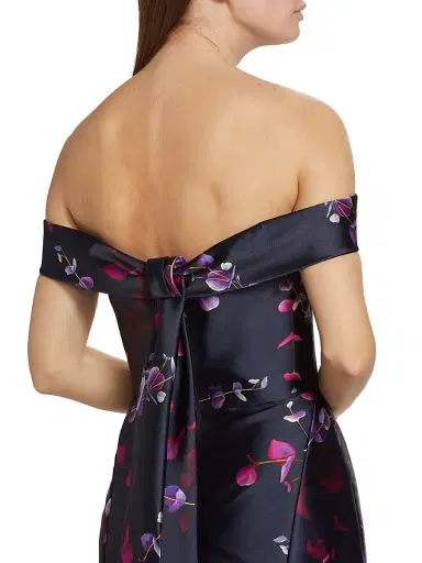 Amsale Women's Mikado Off-The-Shoulder Mermaid Gown - Navy Fuchsia | Thumbnail 6 Amsale Women's Mikado Off-The-Shoulder Mermaid Gown - Navy Fuchsia | Thumbnail 6