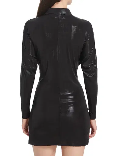 Norma Kamali Women's Tie-Front Mini Shirtdress - Black | Thumbnail 5 Norma Kamali Women's Tie-Front Mini Shirtdress - Black | Thumbnail 5
