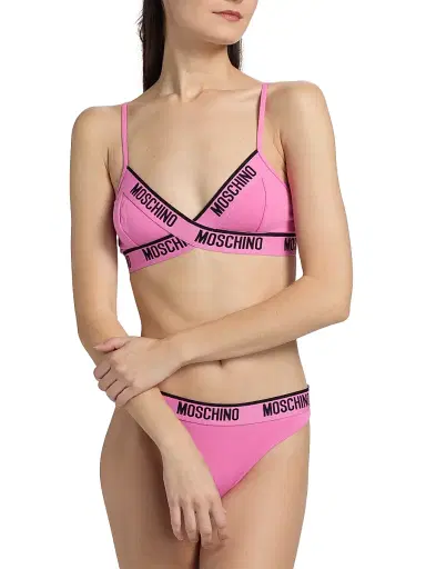 MOSCHINO Women's Intimo Donna Logo Triangle Bra - Fucsia | Thumbnail 3 MOSCHINO Women's Intimo Donna Logo Triangle Bra - Fucsia | Thumbnail 3