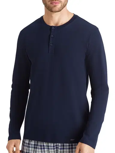 Hanro Men's Living Long-Sleeve Henley Top | Thumbnail 1 Hanro Men's Living Long-Sleeve Henley Top | Thumbnail 1