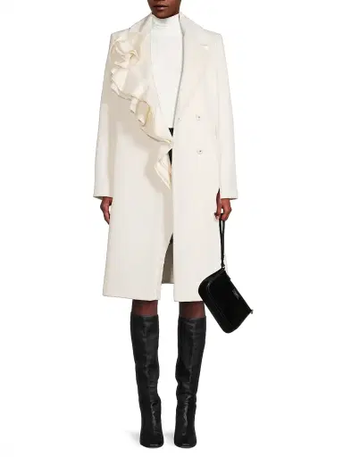 Kobi Halperin Women's Alora Brushed Wool Ruffle Coat - Ivory - Size Medium | Thumbnail 2 Kobi Halperin Women's Alora Brushed Wool Ruffle Coat - Ivory - Size Medium | Thumbnail 2