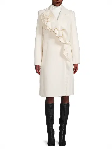 Kobi Halperin Women's Alora Brushed Wool Ruffle Coat - Ivory - Size Medium | Thumbnail 3 Kobi Halperin Women's Alora Brushed Wool Ruffle Coat - Ivory - Size Medium | Thumbnail 3