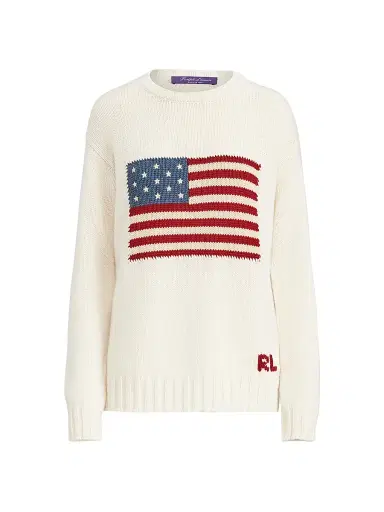 Ralph Lauren Collection Women's American Flag Cashmere Sweater | Thumbnail 1 Ralph Lauren Collection Women's American Flag Cashmere Sweater | Thumbnail 1