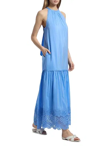 Kobi Halperin Women's Teri Halter Lace-Trim Tiered Maxi Dress - Sky Blue | Thumbnail 2 Kobi Halperin Women's Teri Halter Lace-Trim Tiered Maxi Dress - Sky Blue | Thumbnail 2