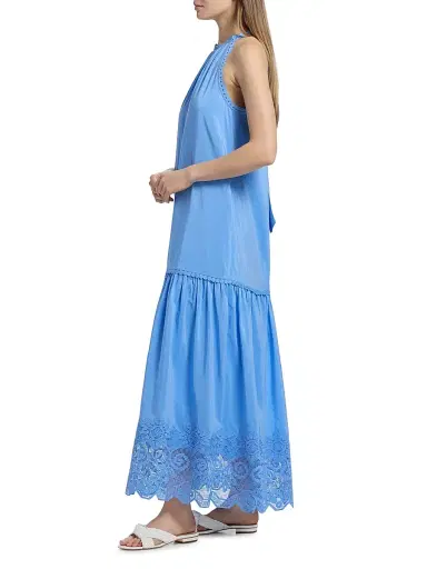 Kobi Halperin Women's Teri Halter Lace-Trim Tiered Maxi Dress - Sky Blue | Thumbnail 4 Kobi Halperin Women's Teri Halter Lace-Trim Tiered Maxi Dress - Sky Blue | Thumbnail 4