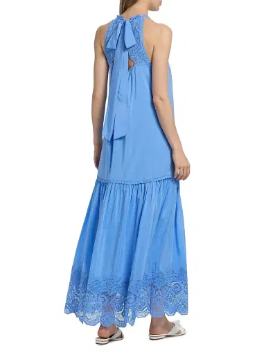 Kobi Halperin Women's Teri Halter Lace-Trim Tiered Maxi Dress - Sky Blue | Thumbnail 5 Kobi Halperin Women's Teri Halter Lace-Trim Tiered Maxi Dress - Sky Blue | Thumbnail 5
