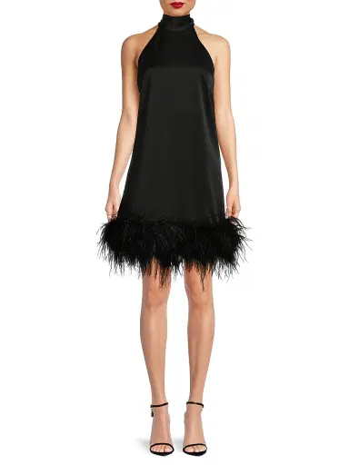Ungaro Women's ONLY AT SAKS. Sari Feather-Trim Minidress - Black | Thumbnail 3 Ungaro Women's ONLY AT SAKS. Sari Feather-Trim Minidress - Black | Thumbnail 3