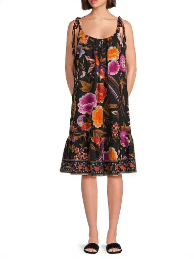 Kobi Halperin Women's Tamara Floral Cotton Sleeveless Knee-Length Dress - Black Multi | Thumbnail 2 Kobi Halperin Women's Tamara Floral Cotton Sleeveless Knee-Length Dress - Black Multi | Thumbnail 2