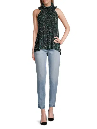 Ungaro Women's Emery Printed Ruffle Halter Blouse - Pine Multi | Thumbnail 2 Ungaro Women's Emery Printed Ruffle Halter Blouse - Pine Multi | Thumbnail 2