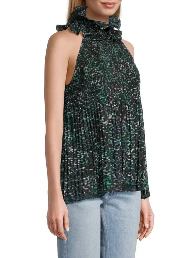 Ungaro Women's Emery Printed Ruffle Halter Blouse - Pine Multi | Thumbnail 4 Ungaro Women's Emery Printed Ruffle Halter Blouse - Pine Multi | Thumbnail 4