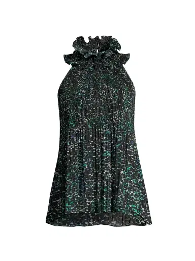 Ungaro Women's Emery Printed Ruffle Halter Blouse - Pine Multi | Thumbnail 1 Ungaro Women's Emery Printed Ruffle Halter Blouse - Pine Multi | Thumbnail 1