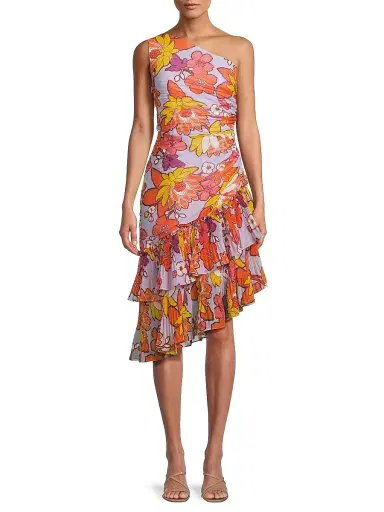Ungaro Women's Lana Floral Asymmetric Midi-Dress | Thumbnail 3 Ungaro Women's Lana Floral Asymmetric Midi-Dress | Thumbnail 3