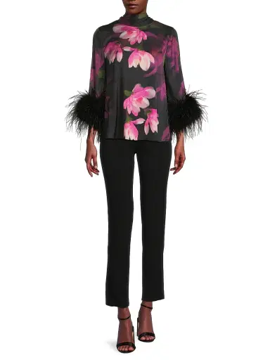 Ungaro Women's Theo Floral Stretch-Silk Georgette Blouse - Black Multi | Thumbnail 2 Ungaro Women's Theo Floral Stretch-Silk Georgette Blouse - Black Multi | Thumbnail 2