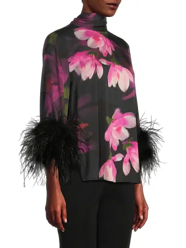 Ungaro Women's Theo Floral Stretch-Silk Georgette Blouse - Black Multi | Thumbnail 4 Ungaro Women's Theo Floral Stretch-Silk Georgette Blouse - Black Multi | Thumbnail 4