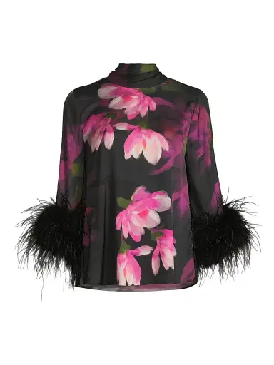 Ungaro Women's Theo Floral Stretch-Silk Georgette Blouse - Black Multi | Thumbnail 1 Ungaro Women's Theo Floral Stretch-Silk Georgette Blouse - Black Multi | Thumbnail 1