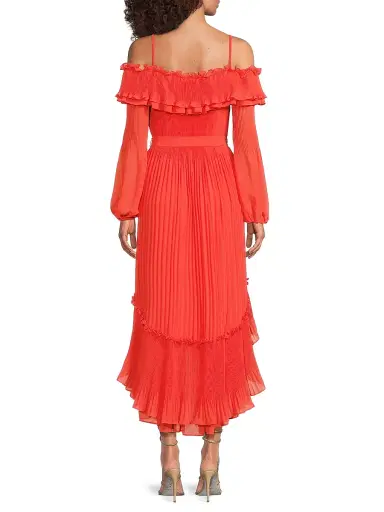 Ungaro Women's Holland Pleated Ruffled High-Low Dress - Flame | Thumbnail 5 Ungaro Women's Holland Pleated Ruffled High-Low Dress - Flame | Thumbnail 5