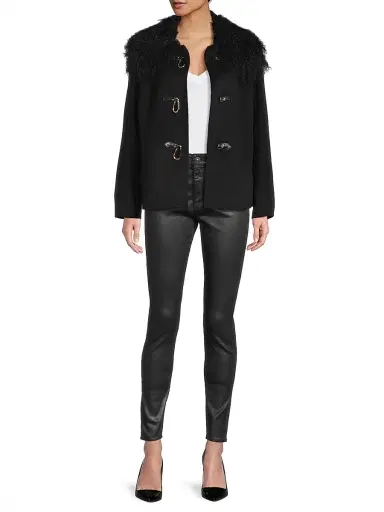 Kobi Halperin Women's Esme Double-Face Wool Short Coat - Black | Thumbnail 2 Kobi Halperin Women's Esme Double-Face Wool Short Coat - Black | Thumbnail 2